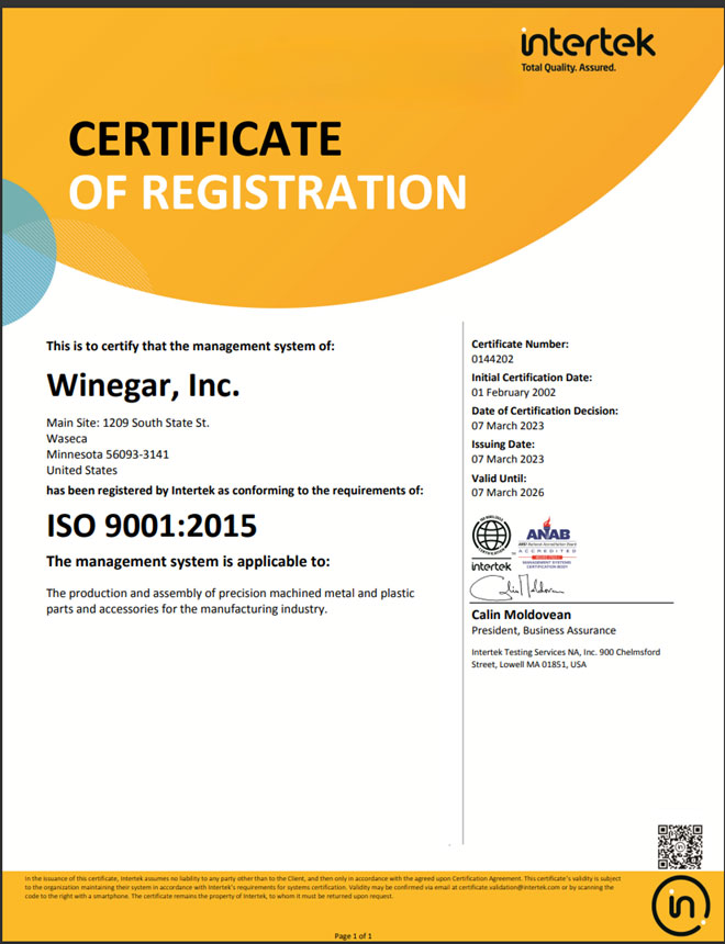 winegar ISO 2023 Winegar Inc